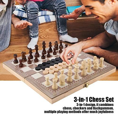 Echiquier 3 jeux en 1 pour débutant : échecs, dames et backgammon